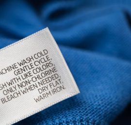 Clothing label with  laundry care instructions