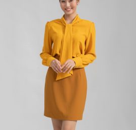 Áo sơ mi phối nơ cổ